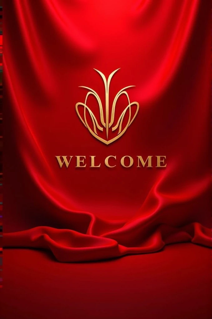 Background is red satin color middle top at golden PHYU AGENCY AND CROWN LOGO and middle bottom at golden WELCOME FROM OUR TEAM