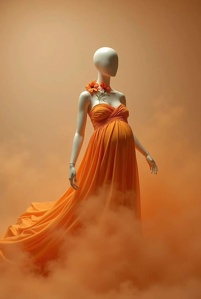 pregnant woman mannequin in red dress with flowing fabric in studio photo, digital art by Gabriel Ba, shutterstock contest winner, art photography, thick dust and red tones, maternal photography 4 k, draped in flowing fabric, draped with red hybiscus, award winning studio photo, flowing gown, grayscale phtoto with red dress, grayscale photo with red dress