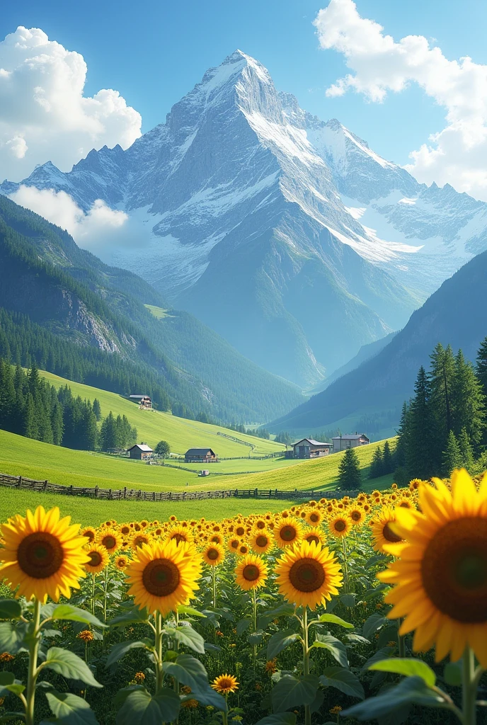 sunflowers on top of fields alpes mountain
