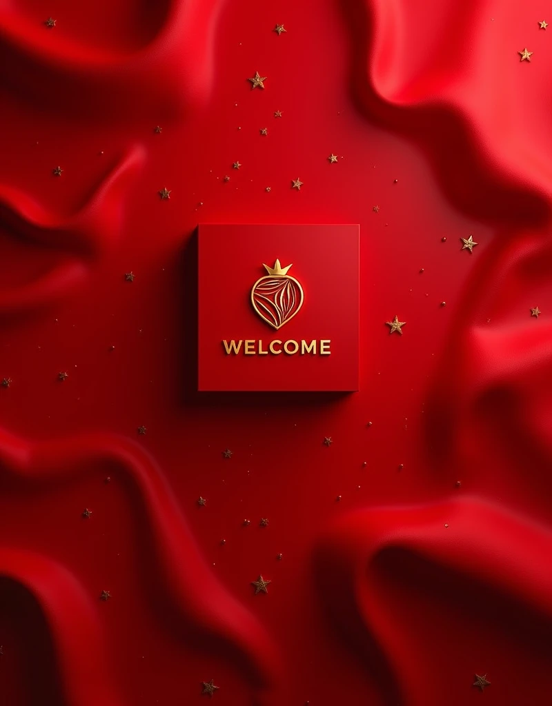 Background is red satin color middle top at golden PHYU AGENCY AND CROWN LOGO and middle bottom at golden WELCOME FROM OUR TEAM