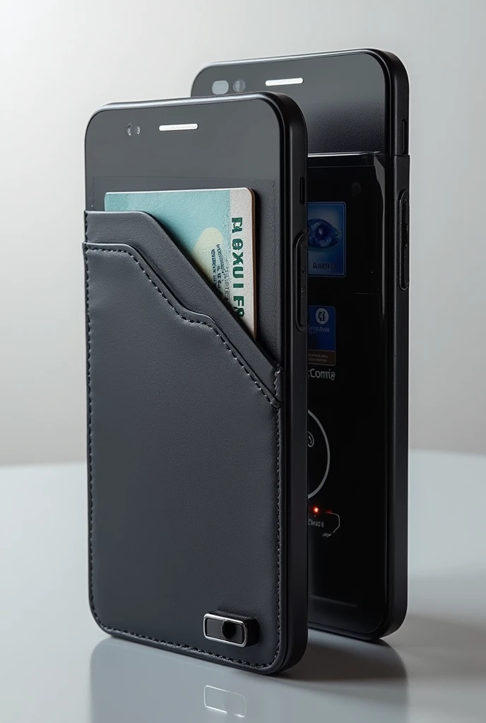 Imagine a smart wallet with a sleek and modern design. The exterior is made of a high-quality synthetic leather., Water and scratch resistant. on the front, There is a small fingerprint reader, discreetly integrated. 

When someone tries to steal it, The wallet emits an alarm sound and an electronic voice announces: &quot;Alert! The wallet is being stolen. contains [amount of money]”. The voice is clear and has a firm tone., Designed to scare the thief and alert those nearby. 

besides, The wallet has a slim design, with smart card slots, cash and a section for coins, everything organized efficiently.
