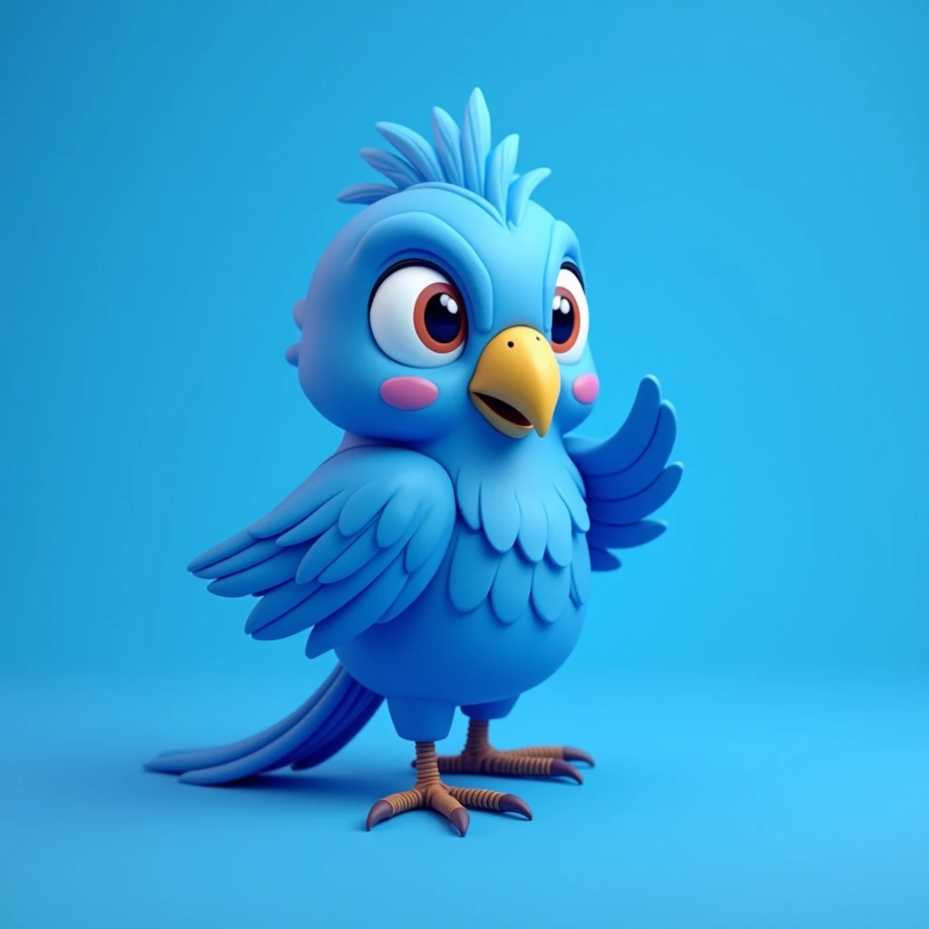 blue cute parrot , ton coin logo , plain blue background , parrot ceo 