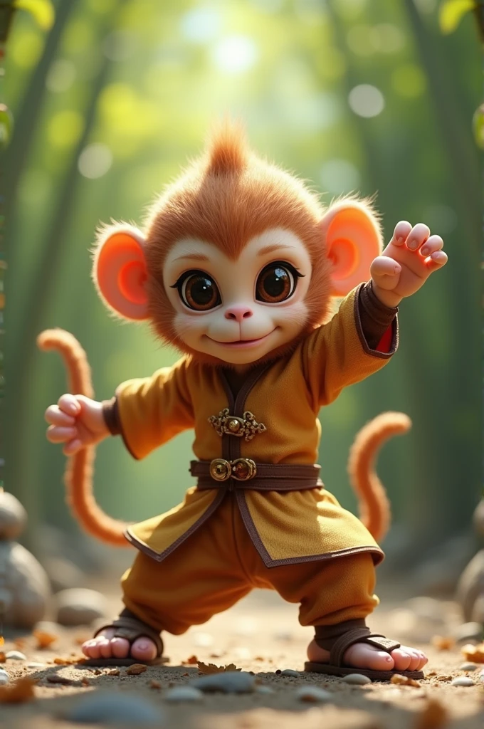 Little brown monkey digimon in kung fu outfit