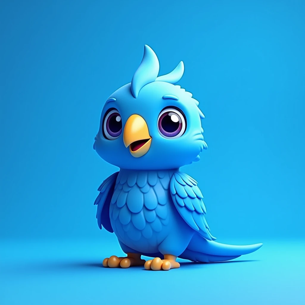 blue cute parrot , ton coin logo , plain blue background , parrot ceo