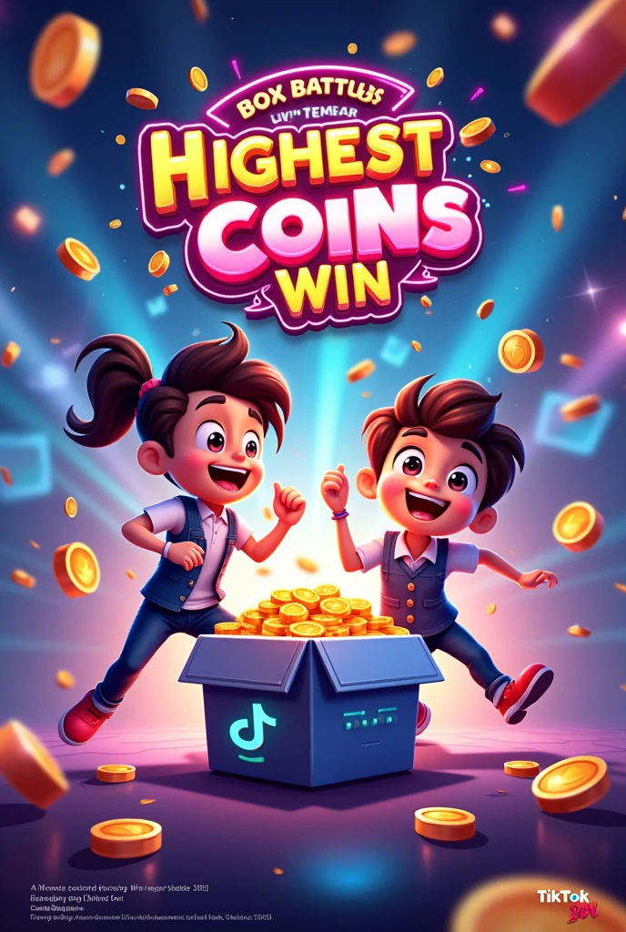 Create a poster for TikTok live box battle using this text
Include highest coins win.Come to join & fun.