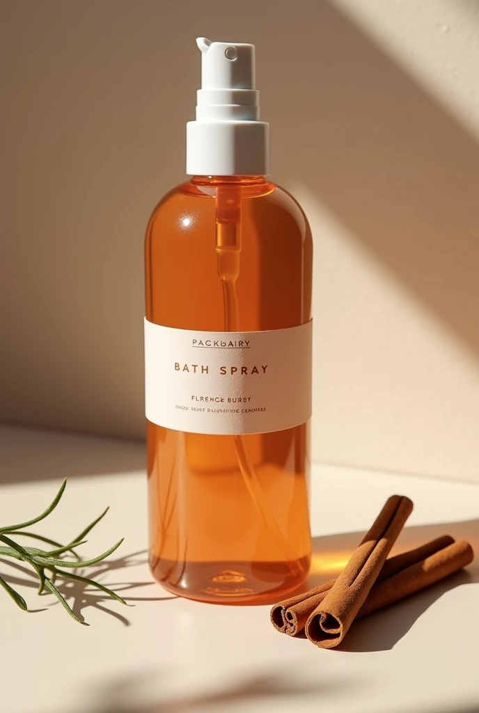 Cinnamon bath spray in a container