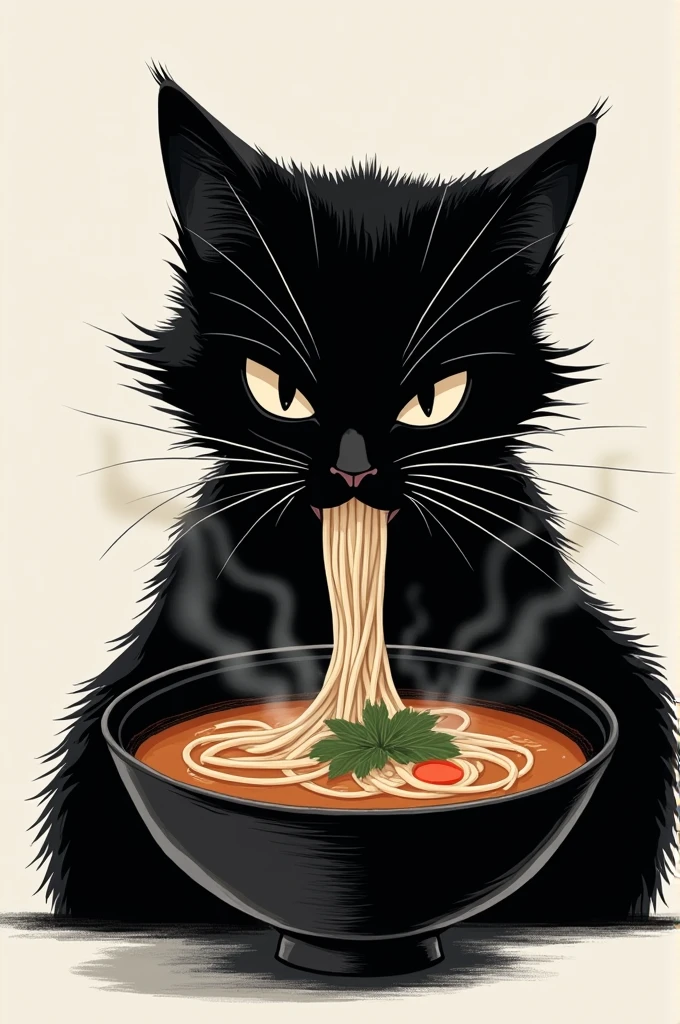 Directions Copy black, Creating a brand image that will feature a black cat eating ramen