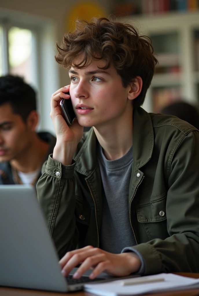 A student on the phone