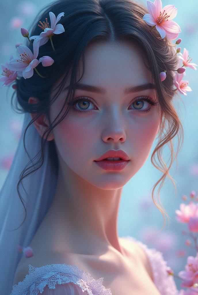 Make me a cool wallpaper for my phone with a beautiful girl 2310x1080