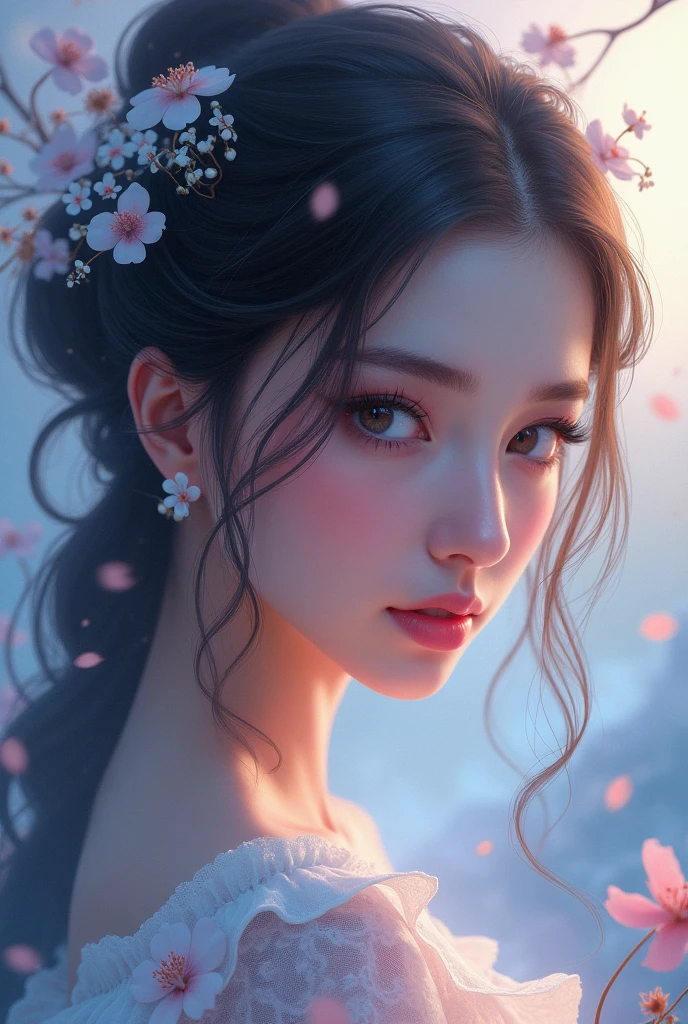Make me a cool wallpaper for my phone with a beautiful girl 2310x1080