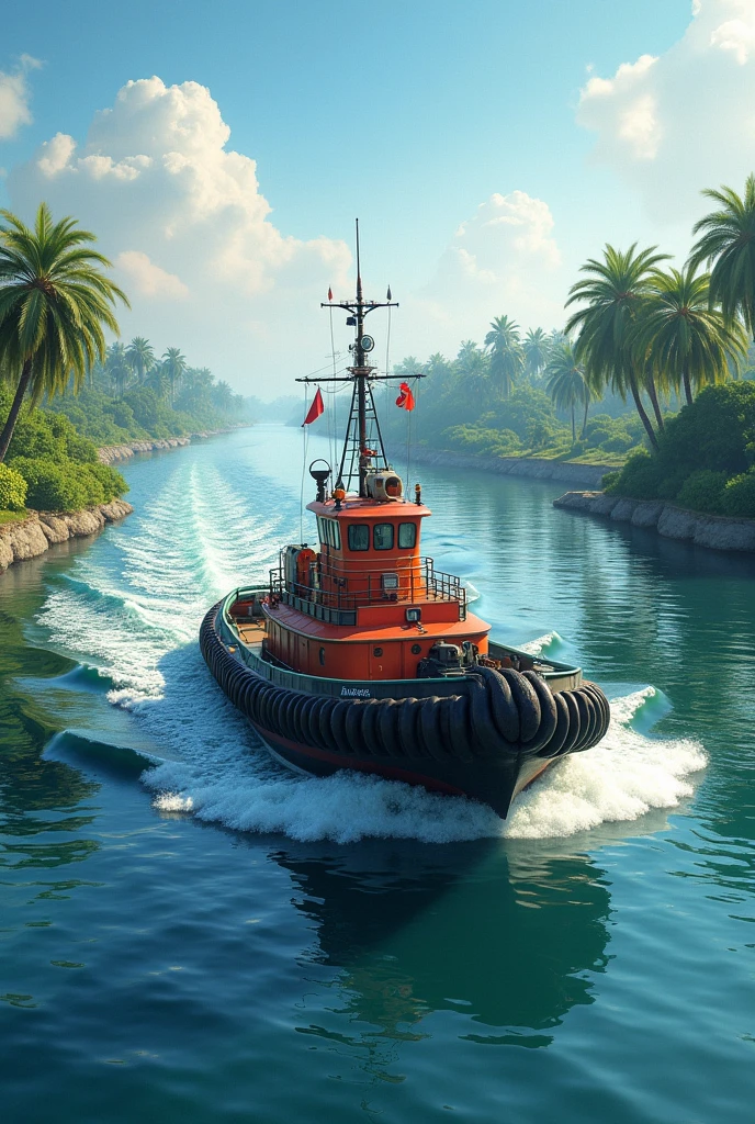 tugboat sailing through the Tamengo canal