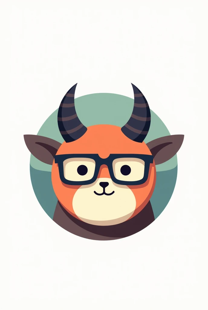 Round face logo with two horns and glasses