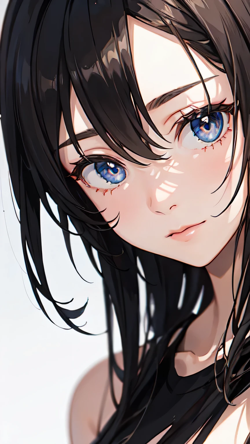 ((best quality)), ((masterpiece)), (detailed), 1girl,Almond Eye,blue eyes,Climbing a steep mountain,Listen to your heart,Walking the path with friends,With courage in my heart,Close up of face
