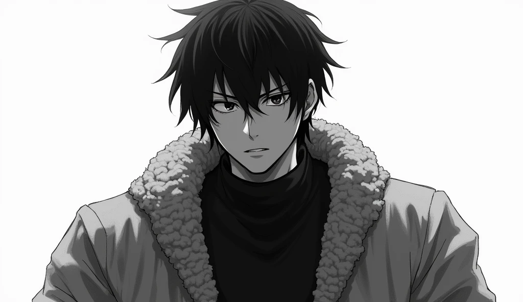 ((best qualityer)), ((work of art)), (detailded), Toji Fushiguro, black andwhite, ombro to ombro sweater, reflexivo