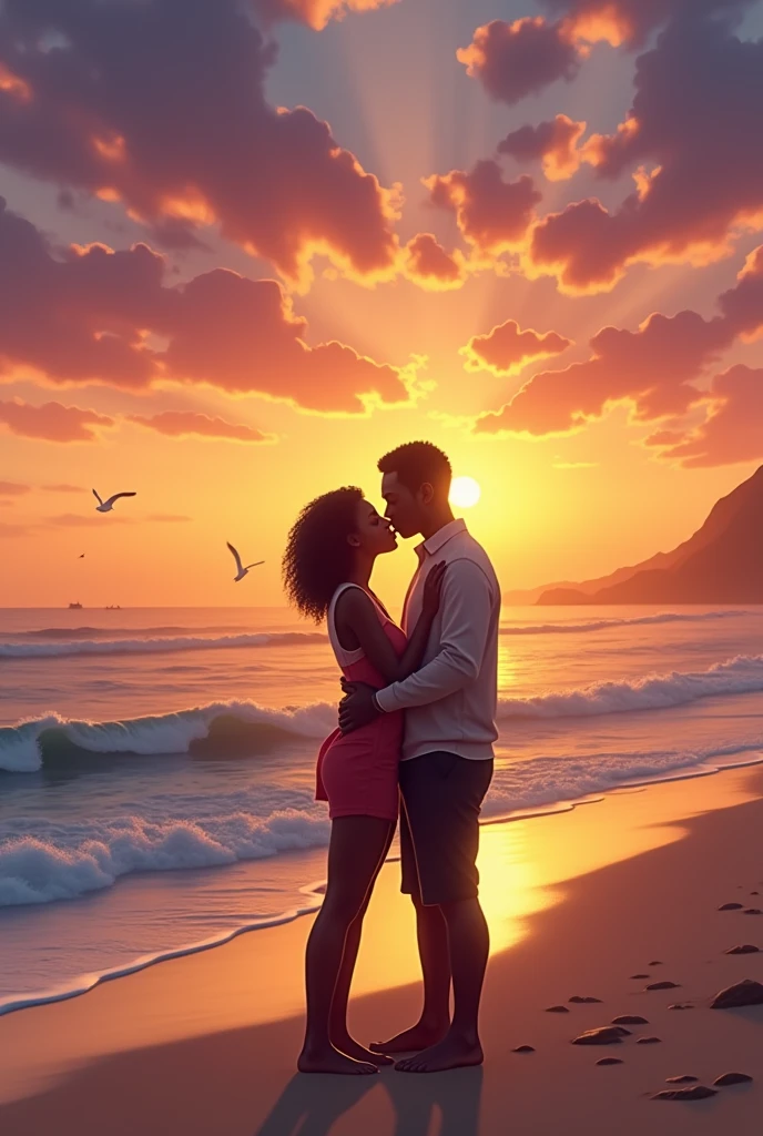 Romantic couple kissing in the wind,Boys and girls,glowing stars,Glow effects,Heart-shaped bubbles,the night,On a cruise ship,The face is clear and accurate,detail in face,super-fine,beachside,16K resolution,high qulity,电影灯光,High picture detail,dynamic viewing angle,Detailed pubic hair,Epic shooting,oc rendered