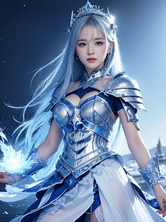 (high resolution、high quality、High resolution real images、detailed、masterpiece、Professional photography、Blue and white ice knight, Ultra-detailed paintings by Muki, Deviantart Contest Winner, synchromism, Angular, detailedな,