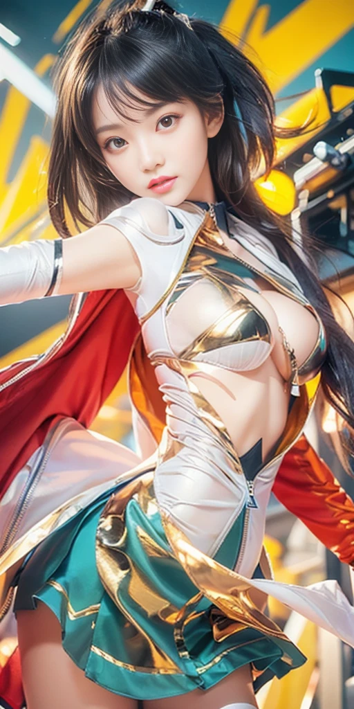 3,(((beautiful girl,Deep V bare chest,cleavage cutout,open cloths,Pure and sexly,See-through clothing:1.6,Looming,Tight clothing,zipper,Damaged clothes,from below,pointy breasts,The body is curvy:1.5,torpedo breast,Pointed chest,torpedo breasts))),curvy ,High target_solve, clearly_image, Detailed background,best quality, high resolution, 8k画质, Perfect dynamic composition, Charming pose,sexly,Shy,masterpiece, best quality, high resolution, 8k, HDR, raytracing, detailed shadows, beautiful girl, (hyperdetailed:1.15),3