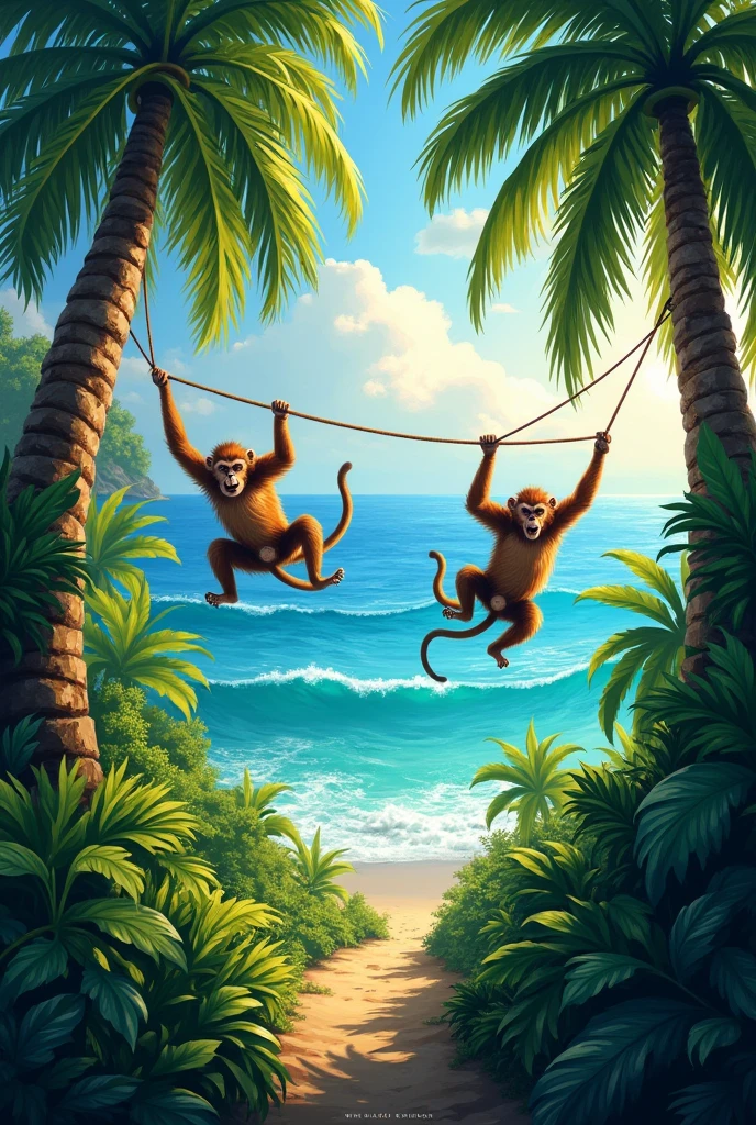 In the jungle, in the sea,
Animals are wild and free.
Monkeys swing from tree to tree,
Can you see the animals with me