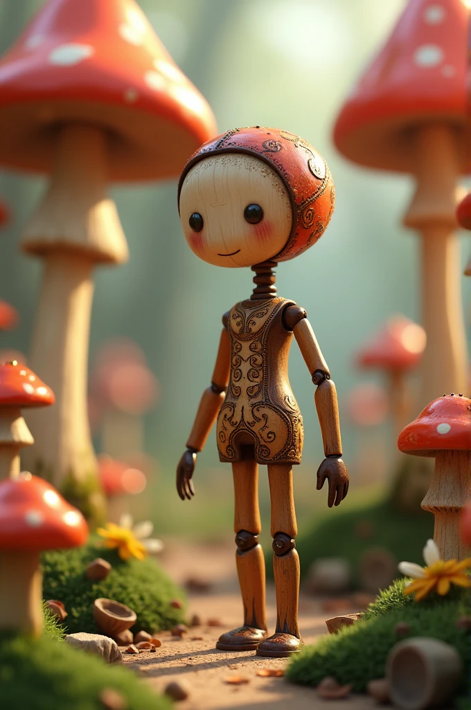 Animated doll for mushroom type game