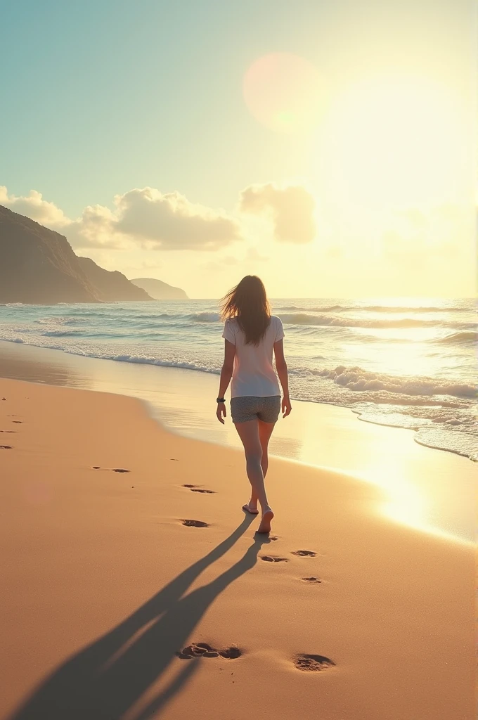 A person walking on the beach