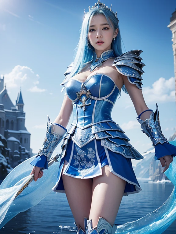 (high resolution、high quality、High resolution real images、detailed、masterpiece、Professional photography、Blue and white ice knight, Ultra-detailed paintings by Muki, Deviantart Contest Winner, synchromism, Angular, detailedな,