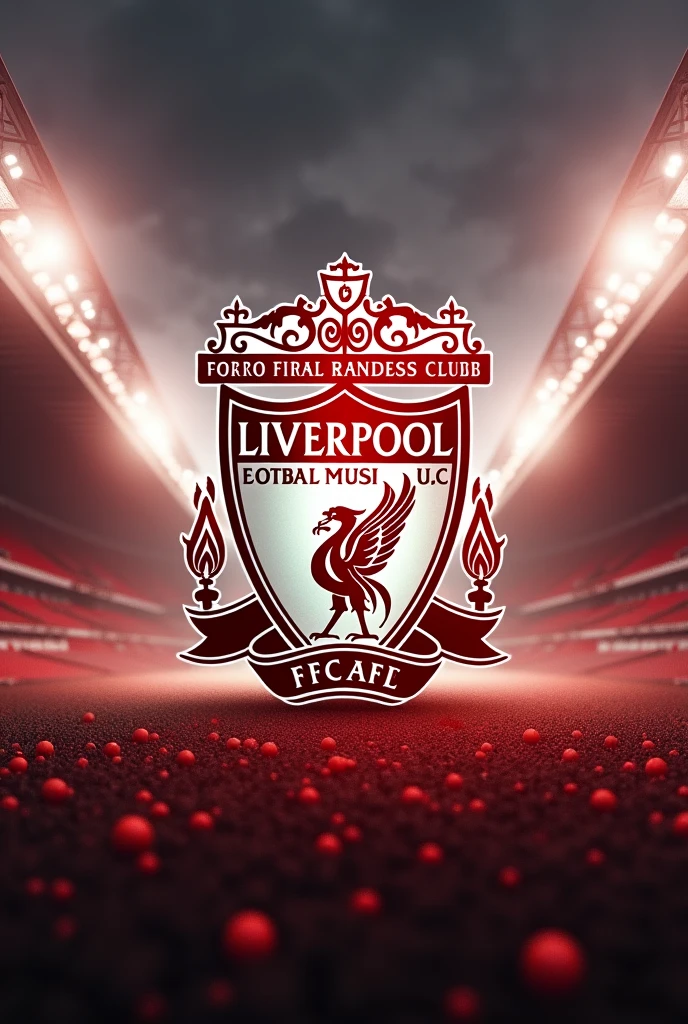 Liverpool FC logo with Anfield stadium in the background
