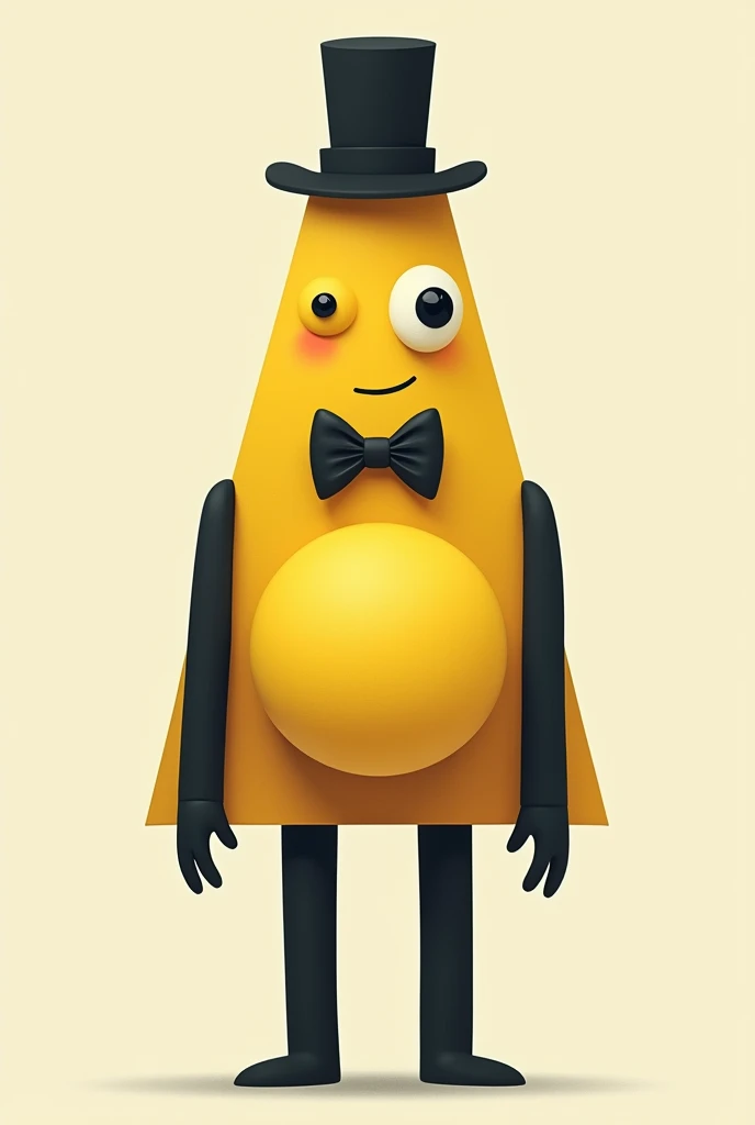 yellow triangle with one eye, bowtie, tophat and black limbs that pregnant holding hitler