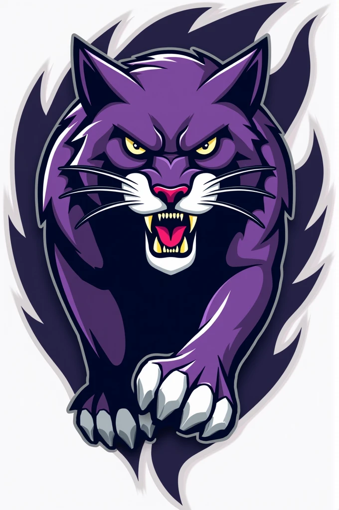  an interclass flag in purple and black with a panther and lightning bolt details
