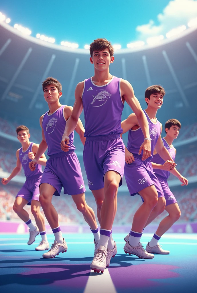 Create a boy's Olympics team with Prince Erik's lilac and aqua colors