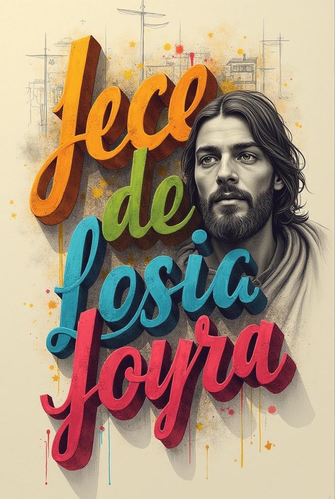 Bible verses in colored graphite font and in Portuguese. With the drawing of the disciple or place of passage.