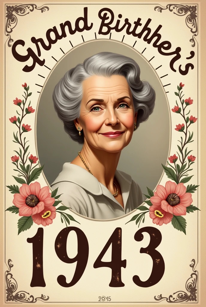 Vintage poster for grandmother's birthday in 1943