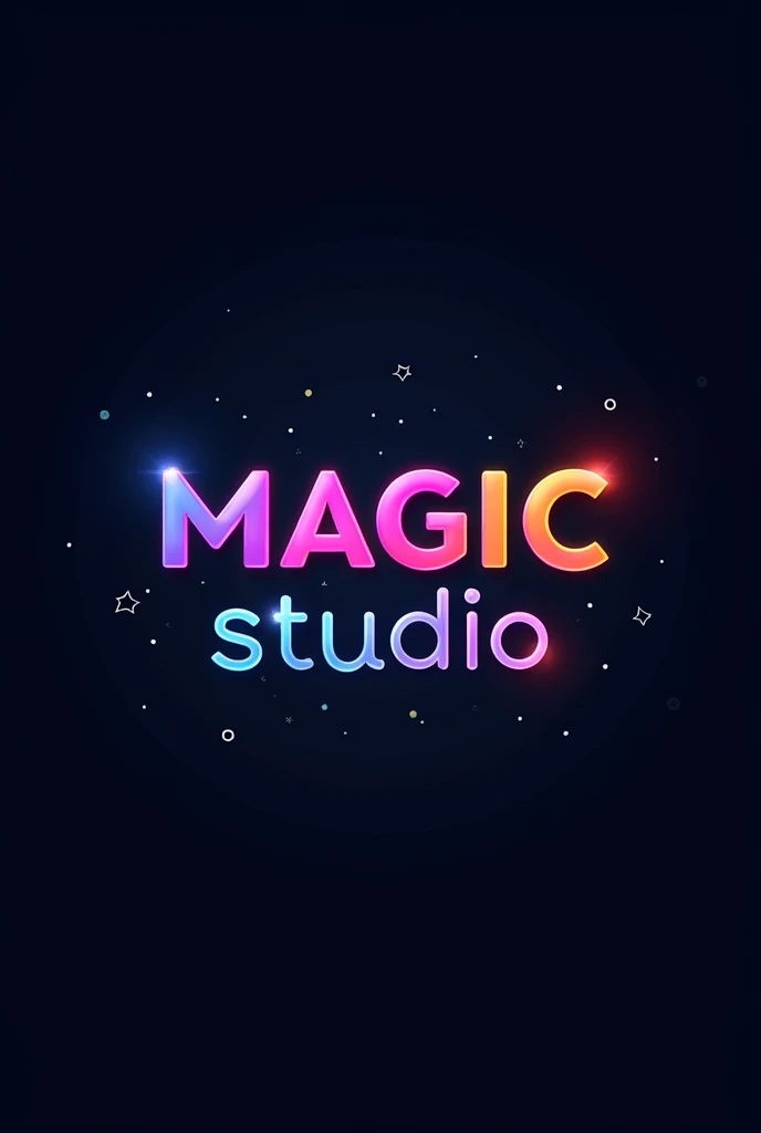 Create a picture for the brand name "Magic Studio". The organization operates in the photography industry.. The company is bright, Quality, picture without people, colorful logo, professional approach style. In the middle of the picture write the name of the company "Magic Studio". Picture in dark tones, no stars, the company is associated with the photography industry and yearbooks