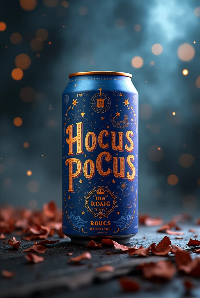 600ml beer can whose brand is Hocus Pocus. It should be neutral in flavor and have a touch of magic..