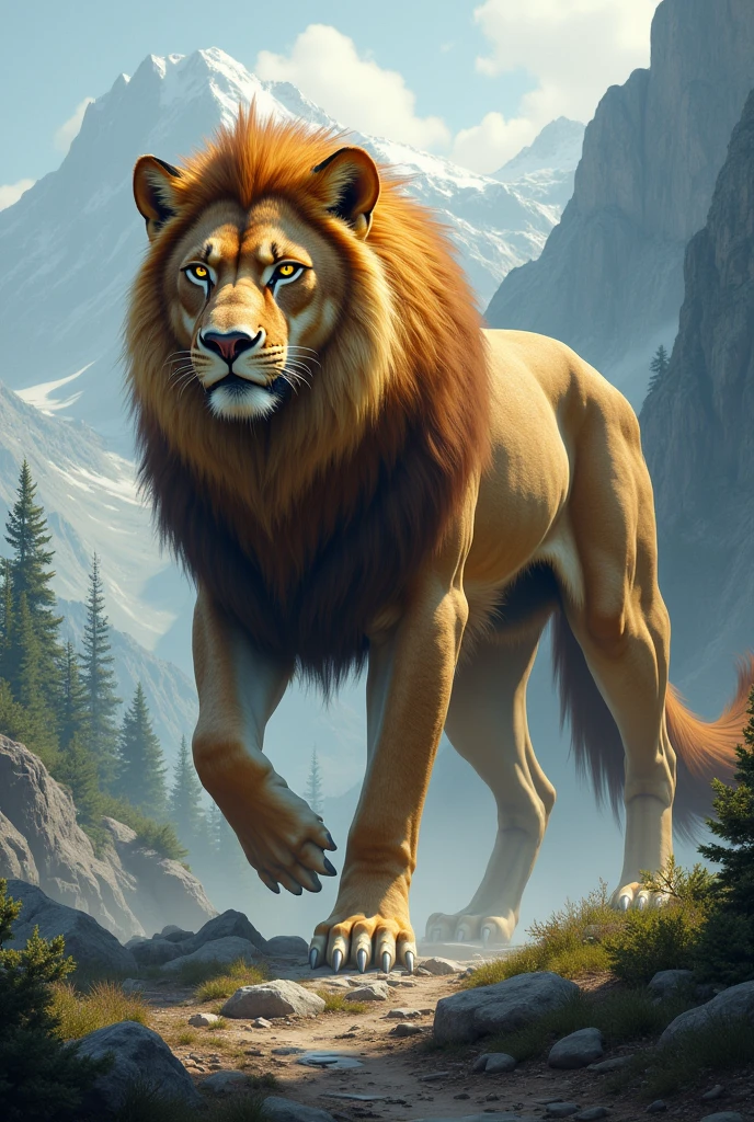 A fusion between a lion and a wolf