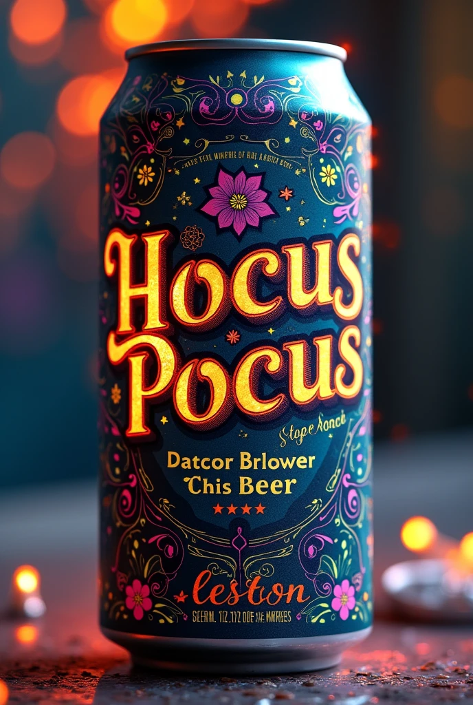 Pilsen beer can, 600ml, whose brand is Hocus Pocus, With a touch of magic.