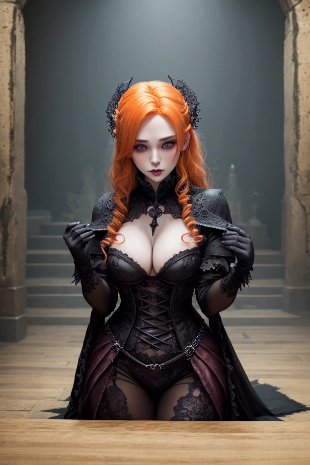 A group of 5 gothic sorceresses, blonde, redhead, brunette, ultra-sexy, a wolf at their feet, a ruined castle, mist, best quality, 4k, 8k, highres, masterpiece:1.2, ultra-detailed, realistic, photorealistic, photo-realistic:1.37, HDR, UHD, studio lighting, ultra-fine painting, sharp focus, physically-based rendering, extreme detail description, professional, vivid colors, bokeh, dark fantasy, horror, atmospheric, dramatic lighting