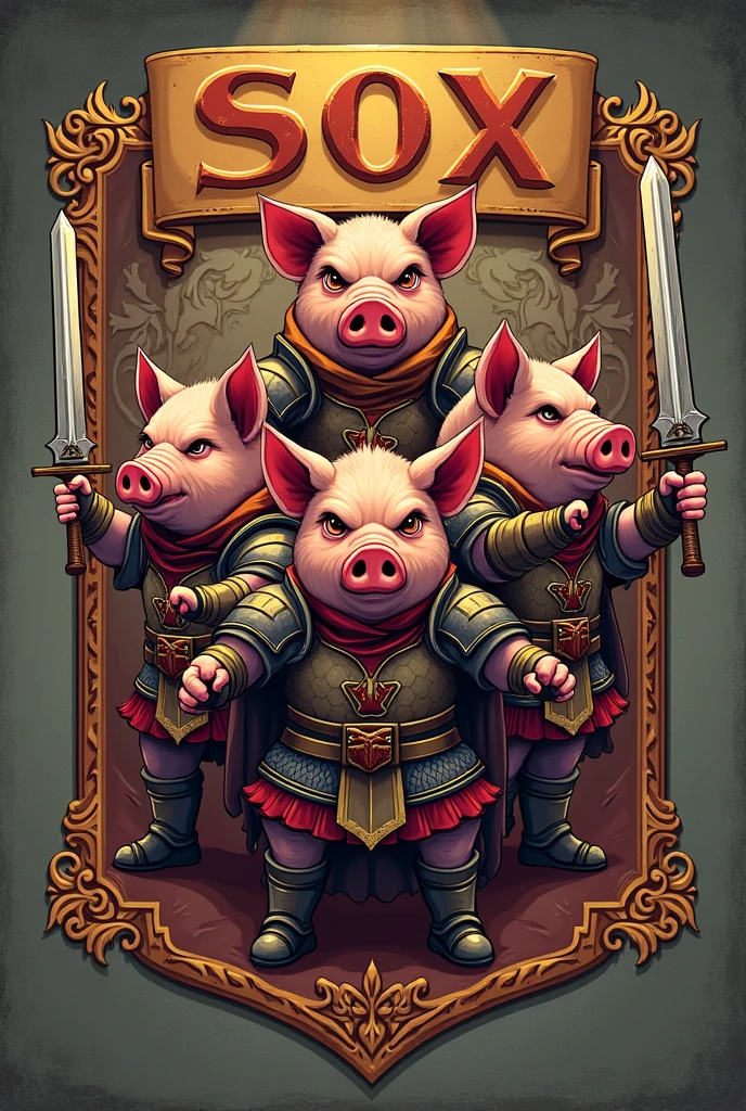 You could make four warrior pigs inside an emblem and above the emblem as a title put SOX