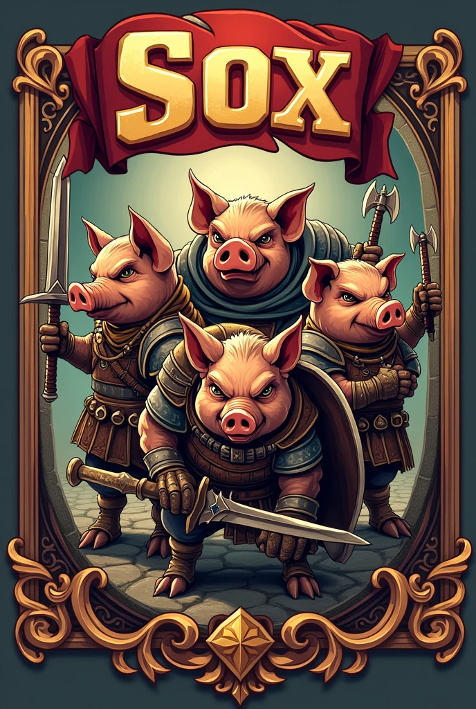 You could make four warrior pigs inside an emblem and above the emblem as a title put SOX
