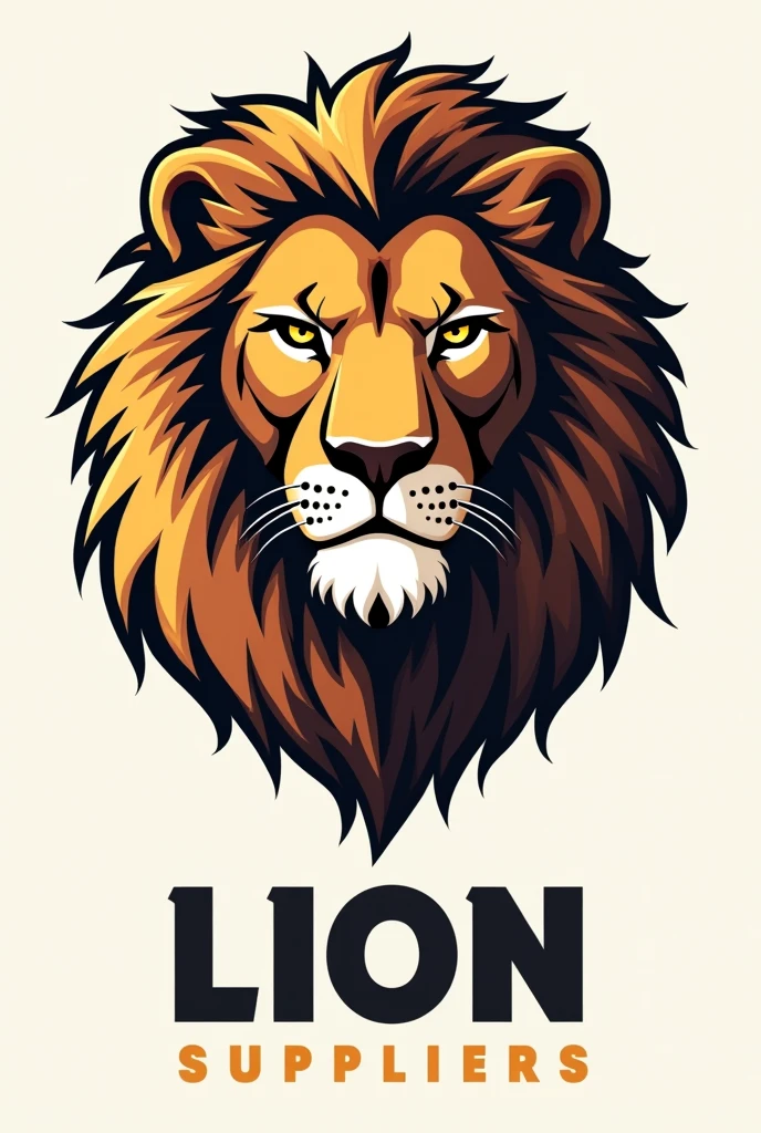 create a logo for a store in the form of an illustration of a lion's face, below written lion suppliers