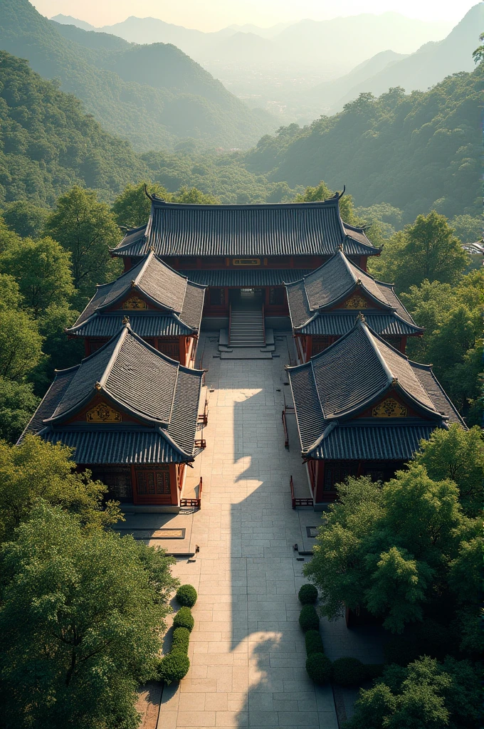Traditional  chinese  two-courtyard house look from above