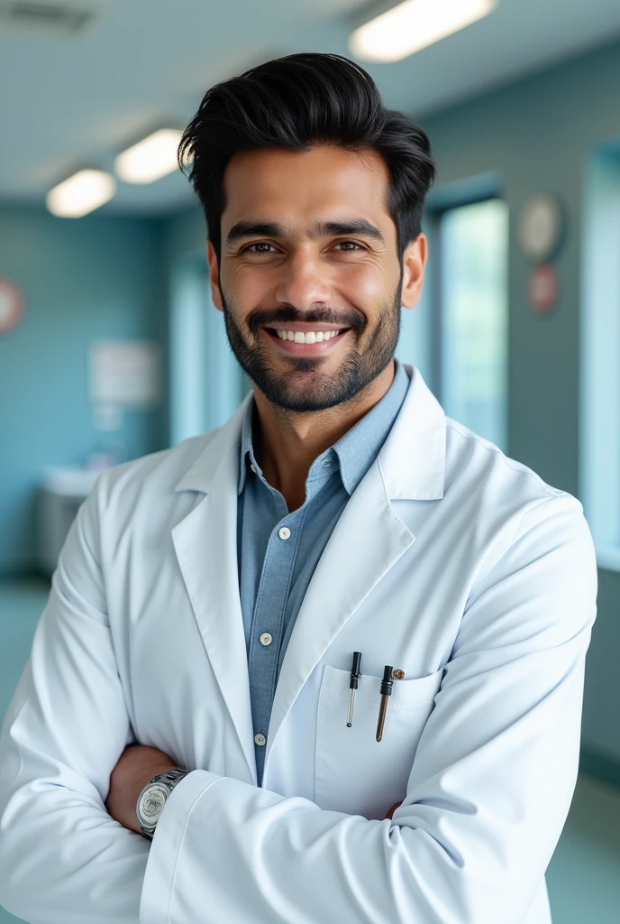 Handsome cute Pakistani Male Doctor
A bit oval face with high cheek bones, silky hairs