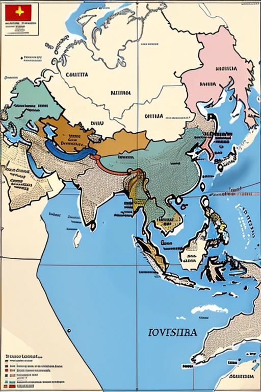 Make a complete map of the political division of Asia and complete each one with the names of countries and their capitals.