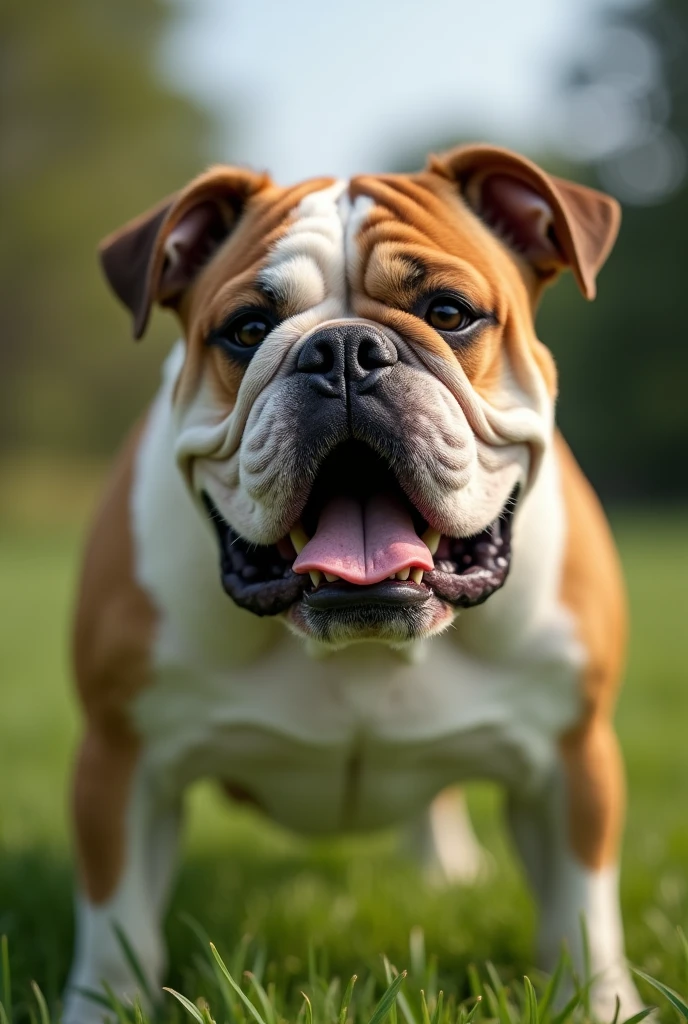 a bulldog that is standing in the grass with a subwoofer, closeup of face melting in agony, template, lowshot, doge meme, p, , sports photo, squaresoft