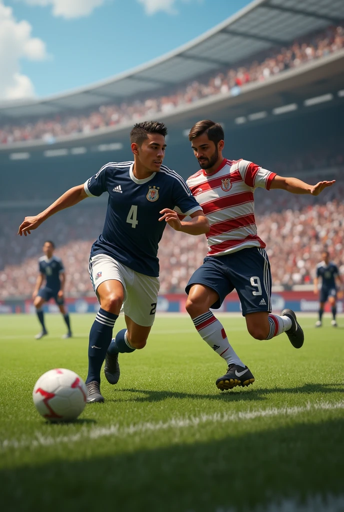 (photorealism:1.2), draw Ibai Llanos and Han Solo playing soccer and scoring a last minute goal for the win