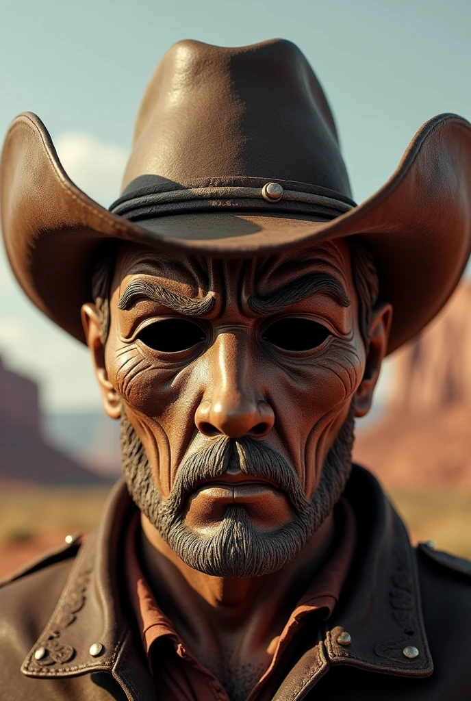 Create a theater mask using a cowboy hat