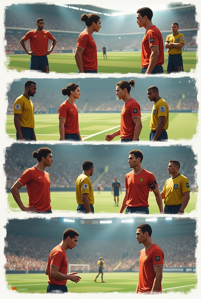 A storyboard of respect in football with 6 images that are not so animated


