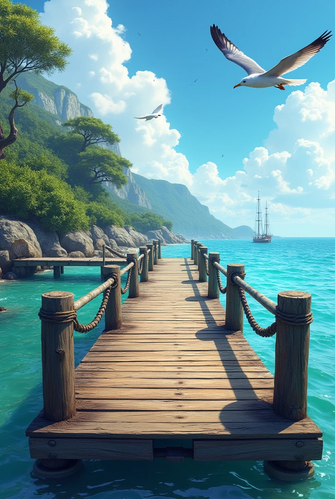 rectangular dock on an island 

