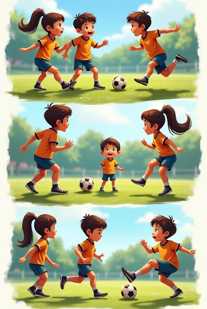 A storyboard of respect in football with images that are not so animated on a soccer field With 6 ren