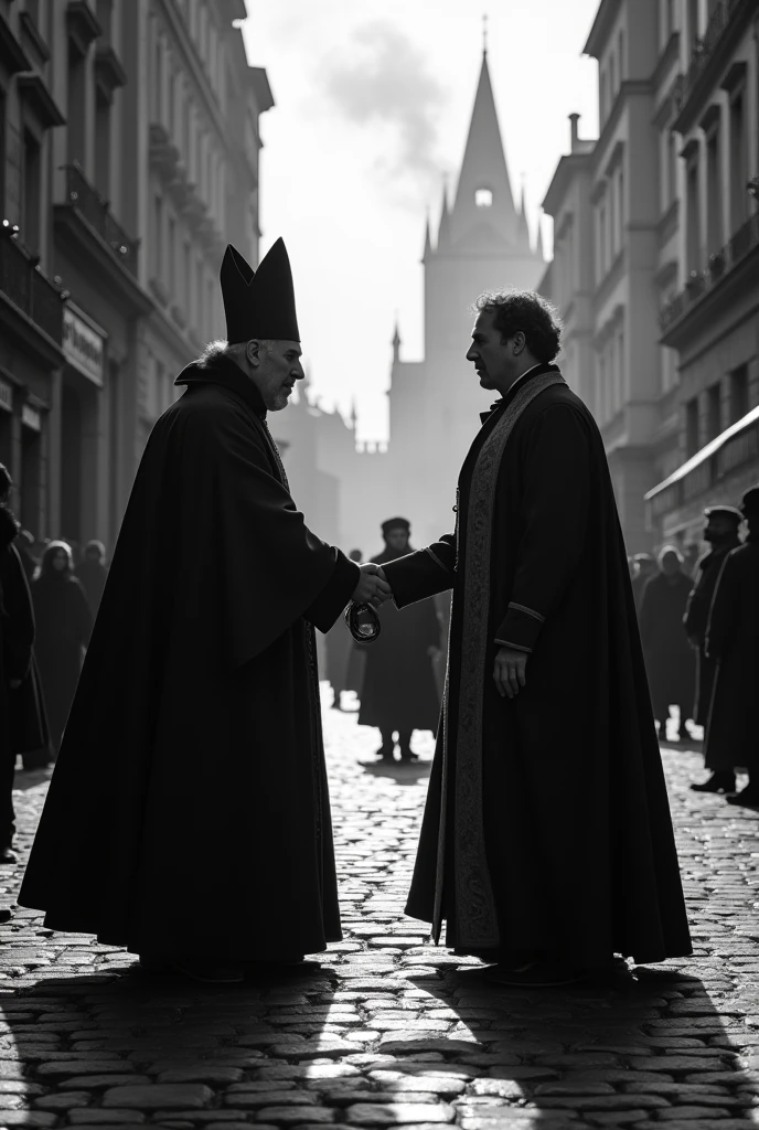 Generate black and white photo symbolizing that clergy and nobility also have to pay taxes. Time of the French revolution