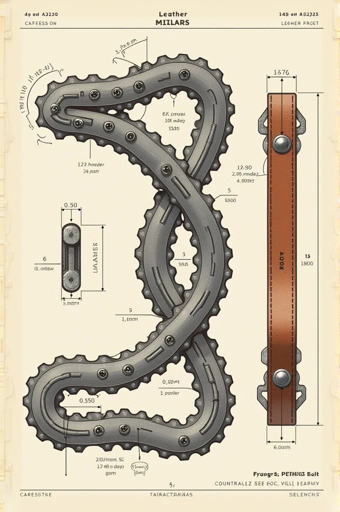 Bike chain metal lether belt construction diagram